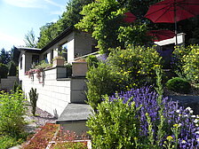 Wohnhaus in Oberbettingen mit Begrünung, Material Udelfanger Sandstein